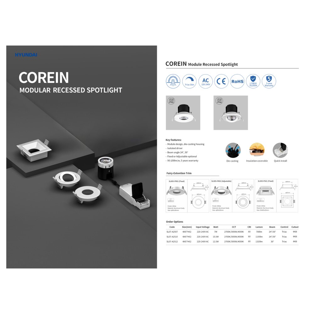 Hyundai COREIN Module Recessed Spotlight Kuwait
