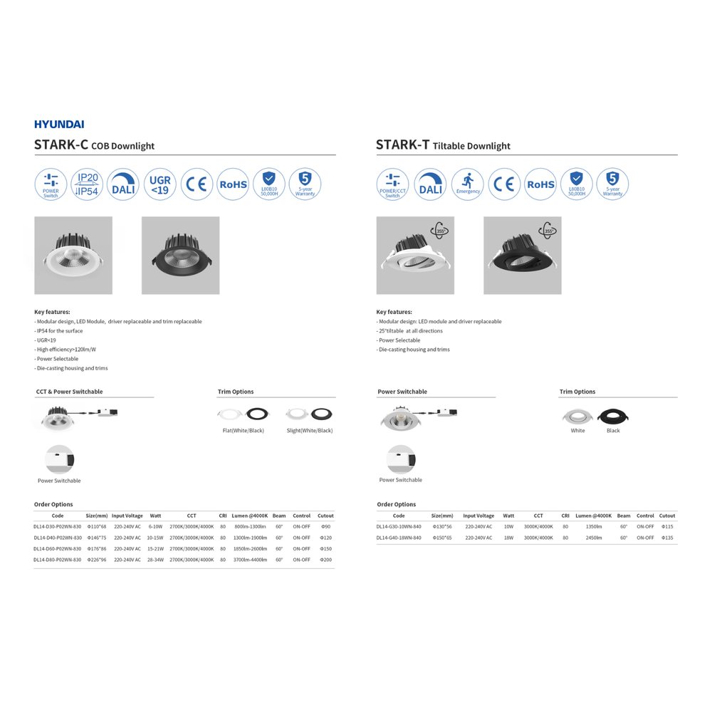 Hyundai STARK-T Tiltable Downlight Kuwait