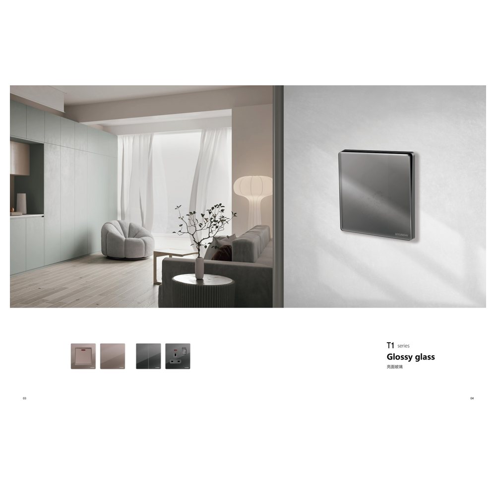 Hyundai T1 Glossy Glass Wall Switch Kuwait